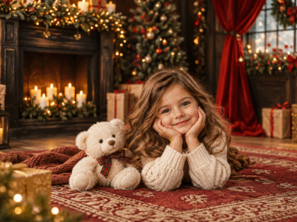 Bambina sul set delle Mini Sessioni di Natale 2026 di Click & Dreen a Pieve di Curtarolo, Padova