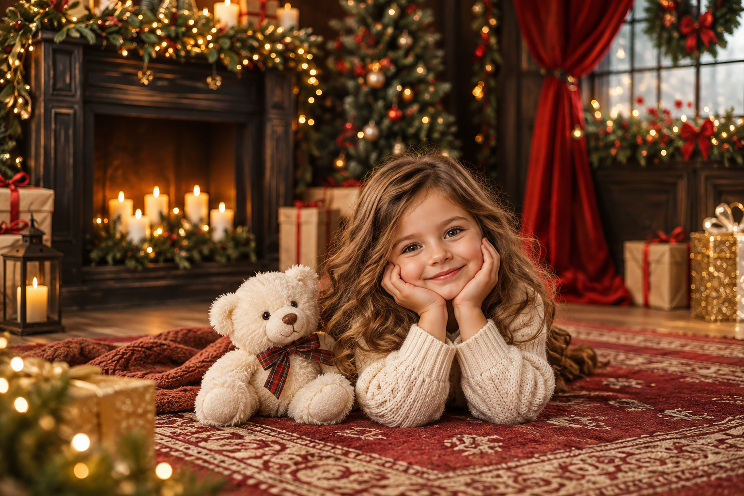 Bambina sul set delle Mini Sessioni di Natale 2026 di Click & Dreen a Pieve di Curtarolo, Padova